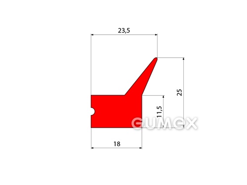 Geformtes Gummiprofil, 25x23,5mm, 45°ShA, NR-SBR, -40°C/+80°C, rot, 